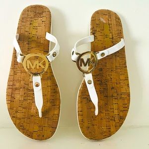 Michael Kors White Gold T-Strap Sandal